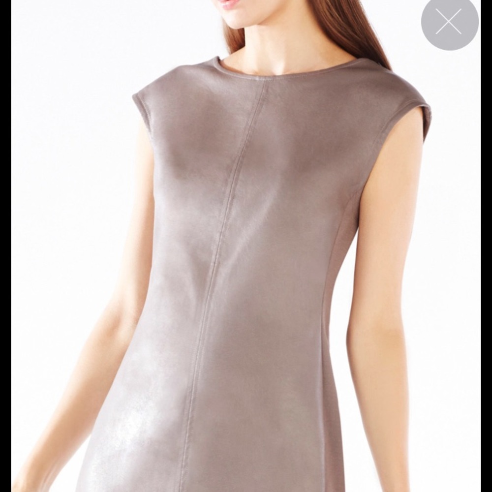 BCBG Leather with zipper shift dress.